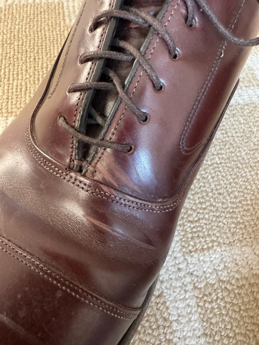 Johnston & Murphy Optima Cap Toe Leather Oxford Dress Shoes Brown Size 10.5
